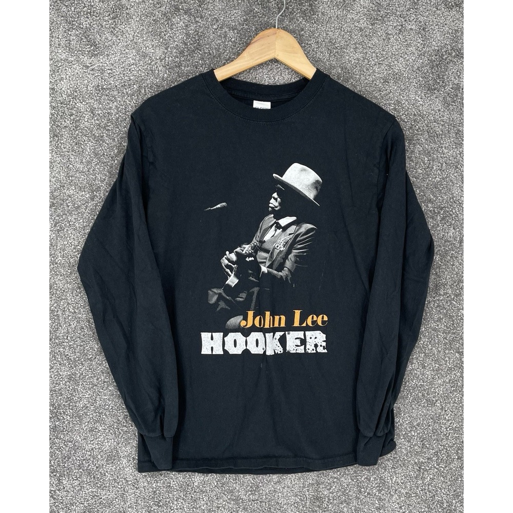 John Lee Hooker Long Sleeve Shirt Mens Small Black Graphic Tees Blues Guitar
